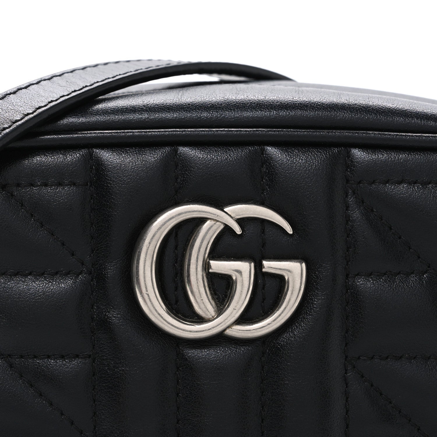 Calfskin Matelasse Aria Mini GG Marmont Chain Shoulder Bag Black