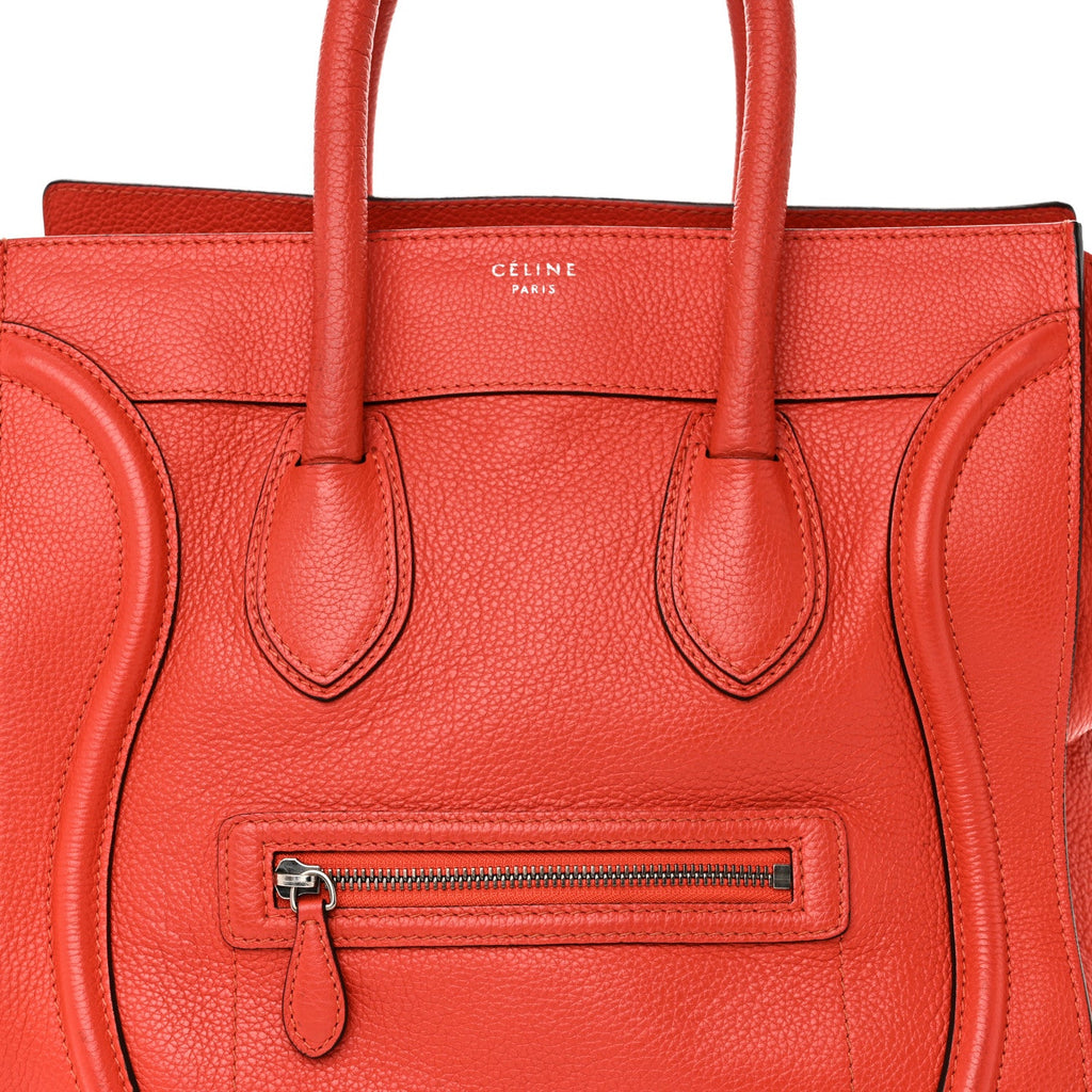 Drummed Calfskin Mini Luggage Coquelicot