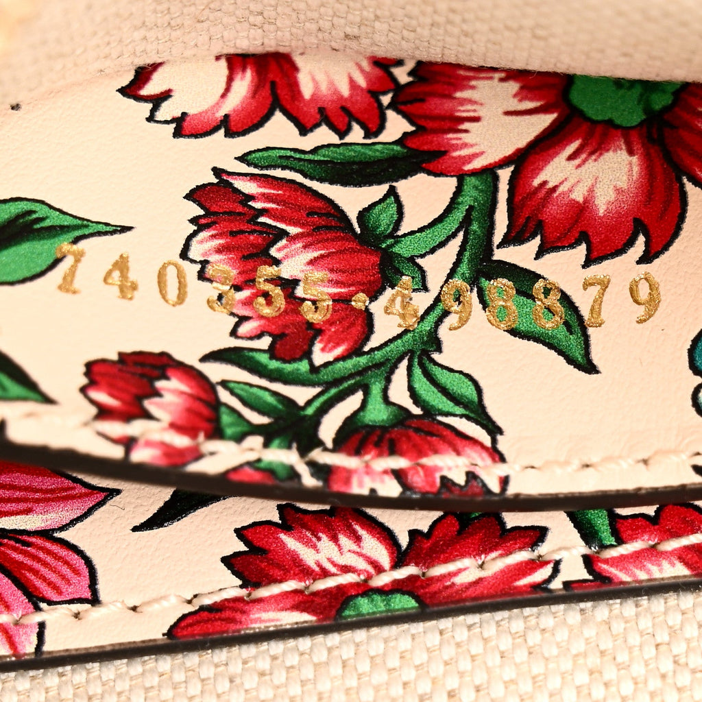 Calfskin Matelasse Diagonal Brit Roses Print Mini Interlocking G Heart Shoulder Bag  White Multicolor
