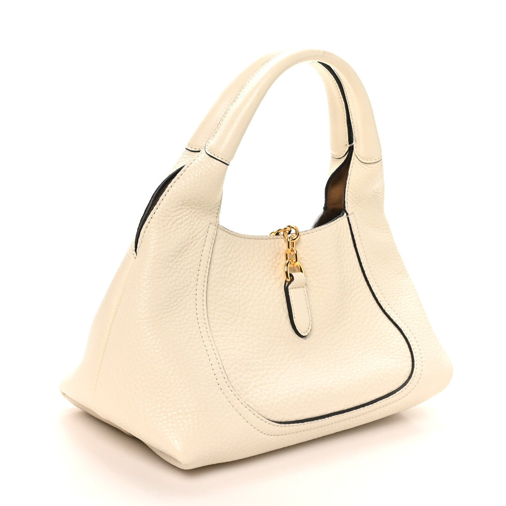 Grained Calfskin Softbit Medium Shoulder Bag White