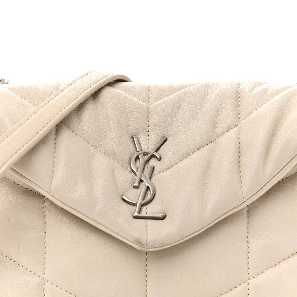 Lambskin Quilted Toy Loulou Puffer Monogram Chain Satchel Crema Soft