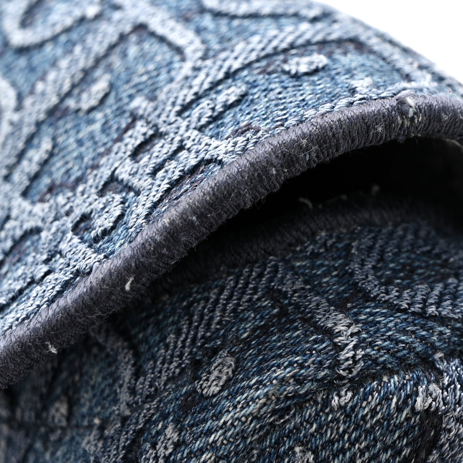 Oblique Embroidered Saddle Bag Denim Blue