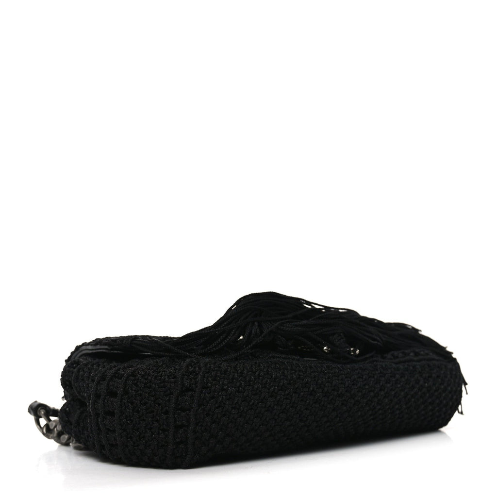 Calfskin Crochet Baby Monogram Chain Satchel Black