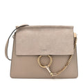Calfskin Suede Medium Faye Shoulder Bag Motty Grey