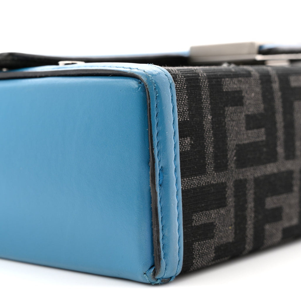 Recycled Fabric Jacquard Vitello King FF 1974 Baguette Soft Trunk Asfalto Black Fiordaliso