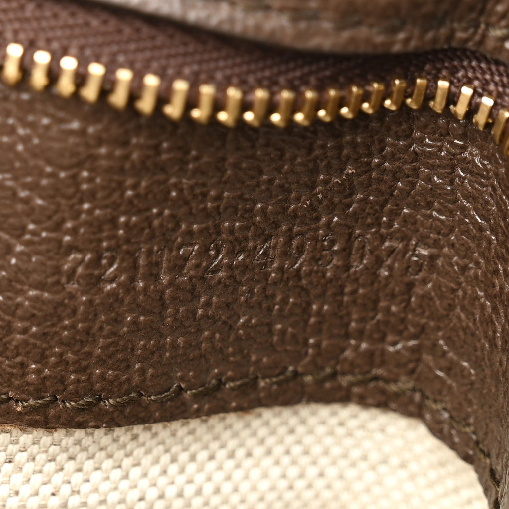 GG Supreme Monogram Textured Dollar Calfskin Web Medium Blondie Top Handle Shoulder Flap Bag Beige Ebony New Acero
