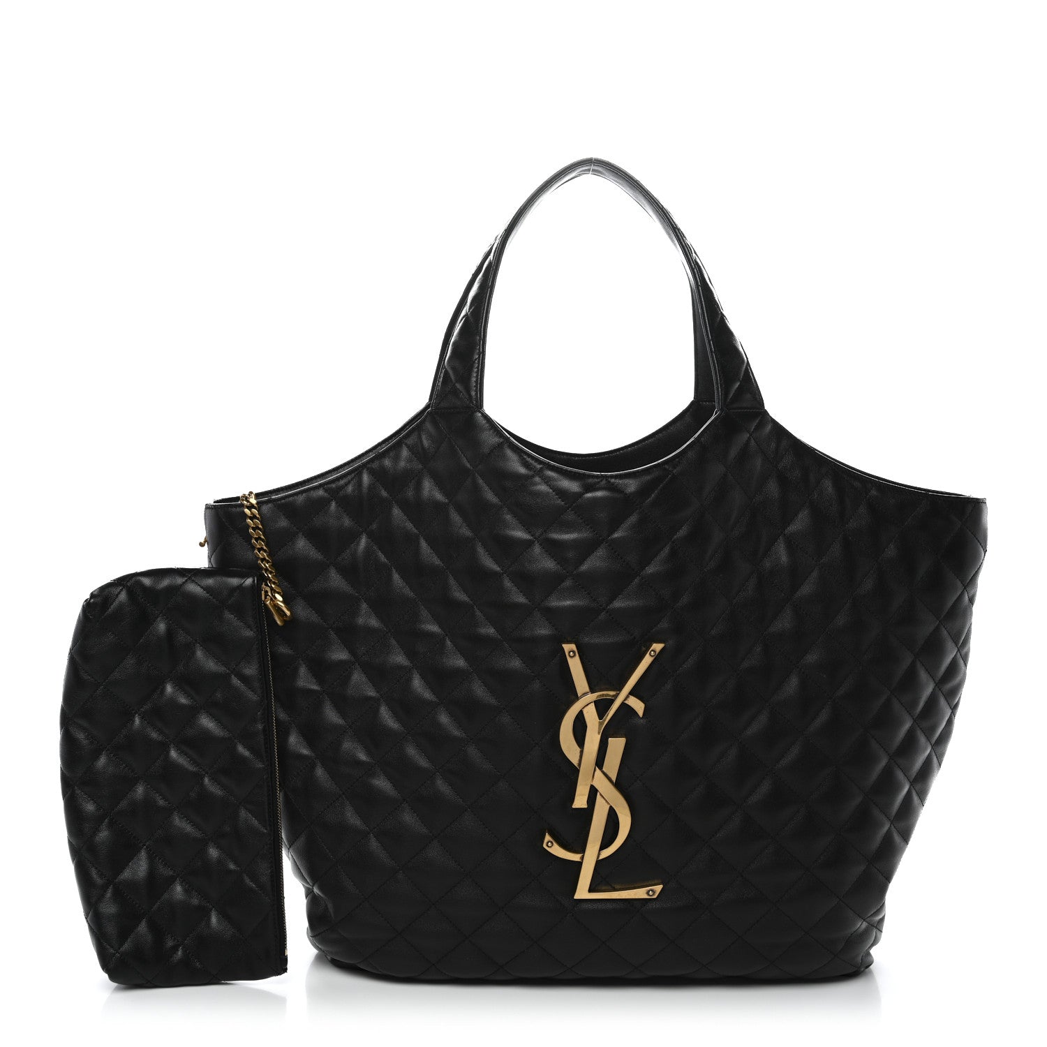 Lambskin Quilted Maxi Icare Shopping Tote Black