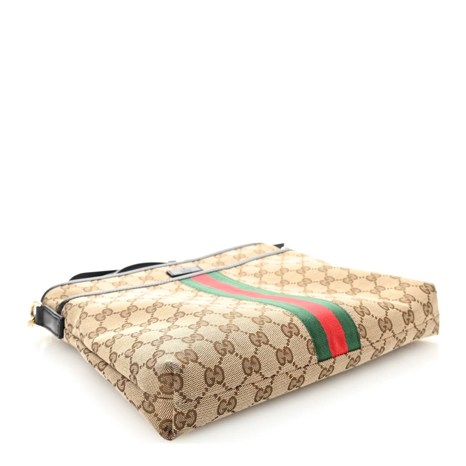 GG Monogram Web Flat Messenger Bag Black