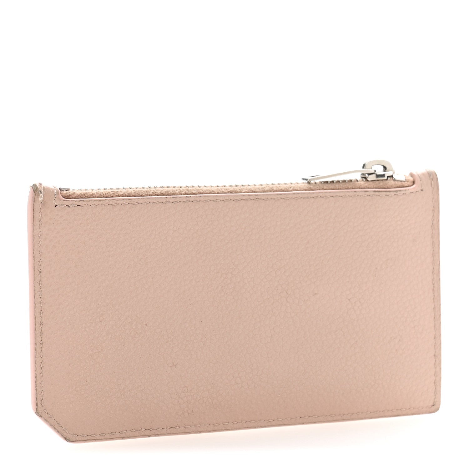 Grained Calfskin 5 Fragments Zip Pouch  Holder Rose Antic
