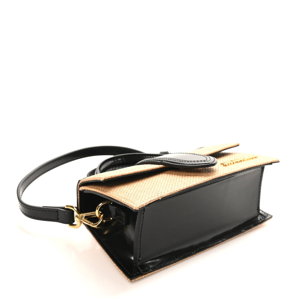 Raffia Smooth Calfskin Le Bambino Ivory Black