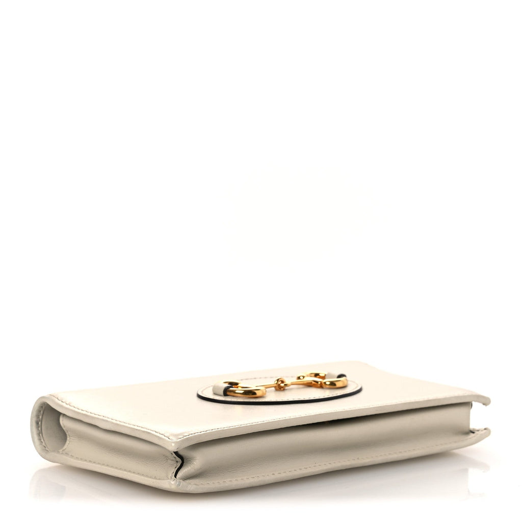 Boarded Plutone Calfskin Horsebit 1955 Wallet On Chain Mystic White