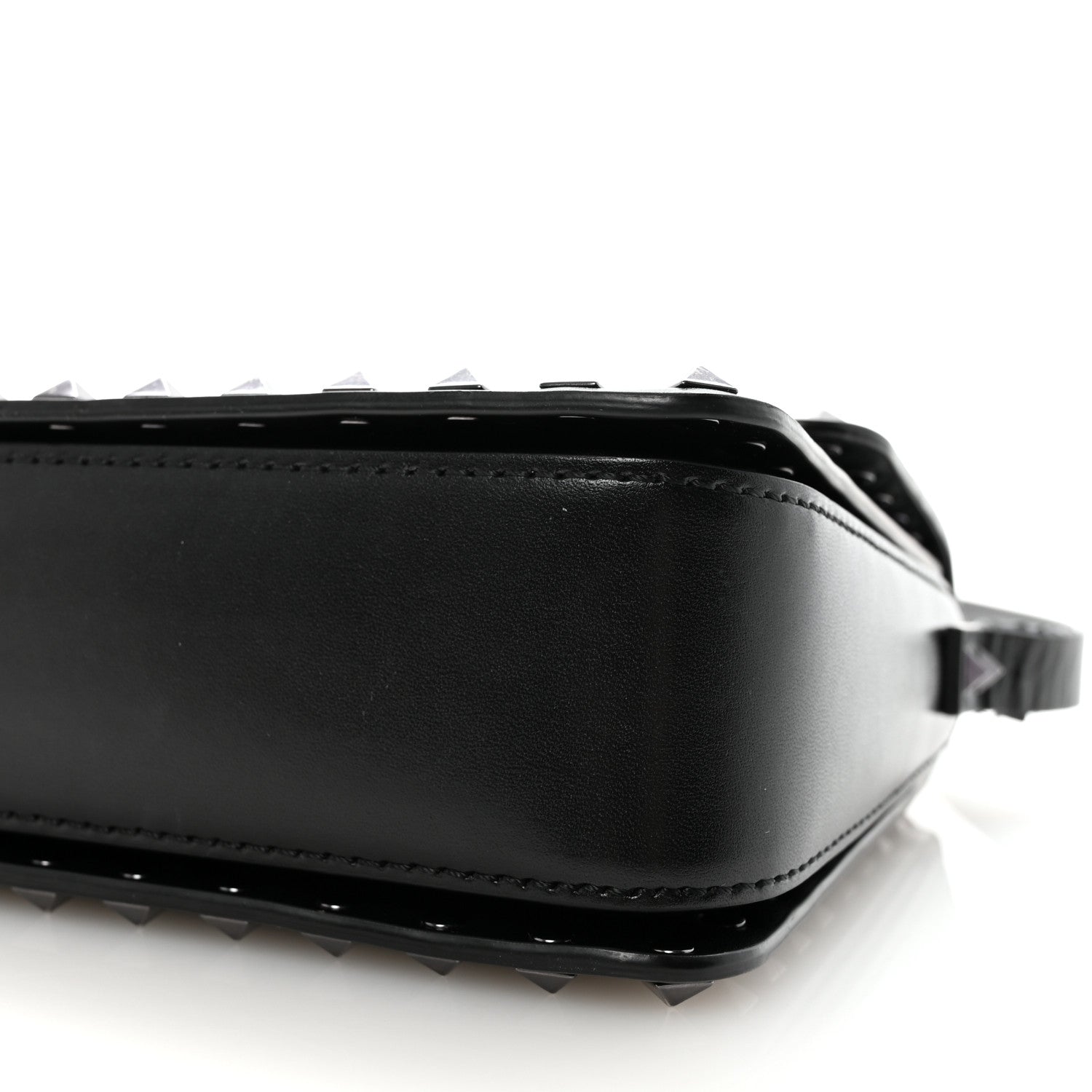 Smooth Calfskin Enamel Tonal Rockstud23 Shoulder Bag Black