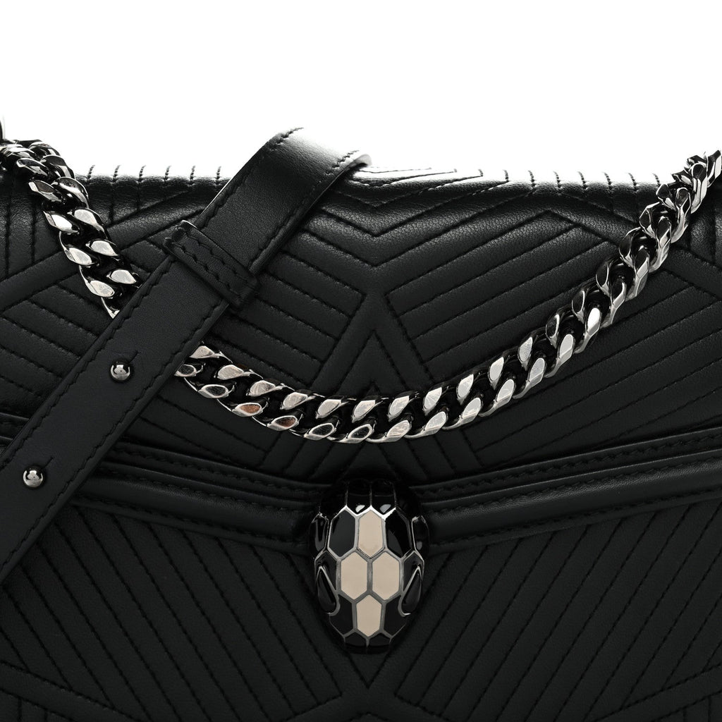 Quilted Nappa Smooth Calfskin Serpenti Forever Diamond Blast Shoulder Bag Black