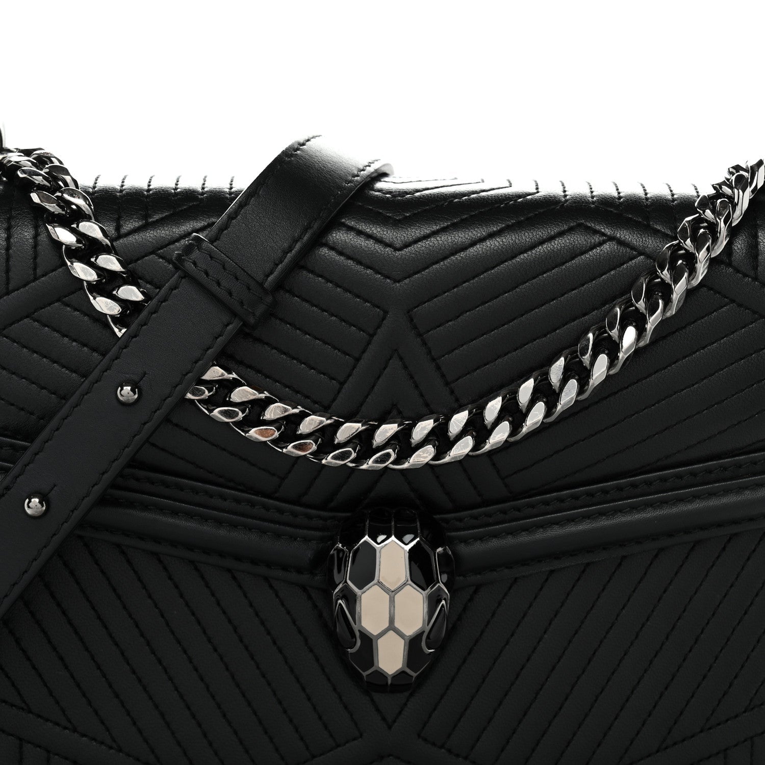 Quilted Nappa Smooth Calfskin Serpenti Forever Diamond Blast Shoulder Bag Black