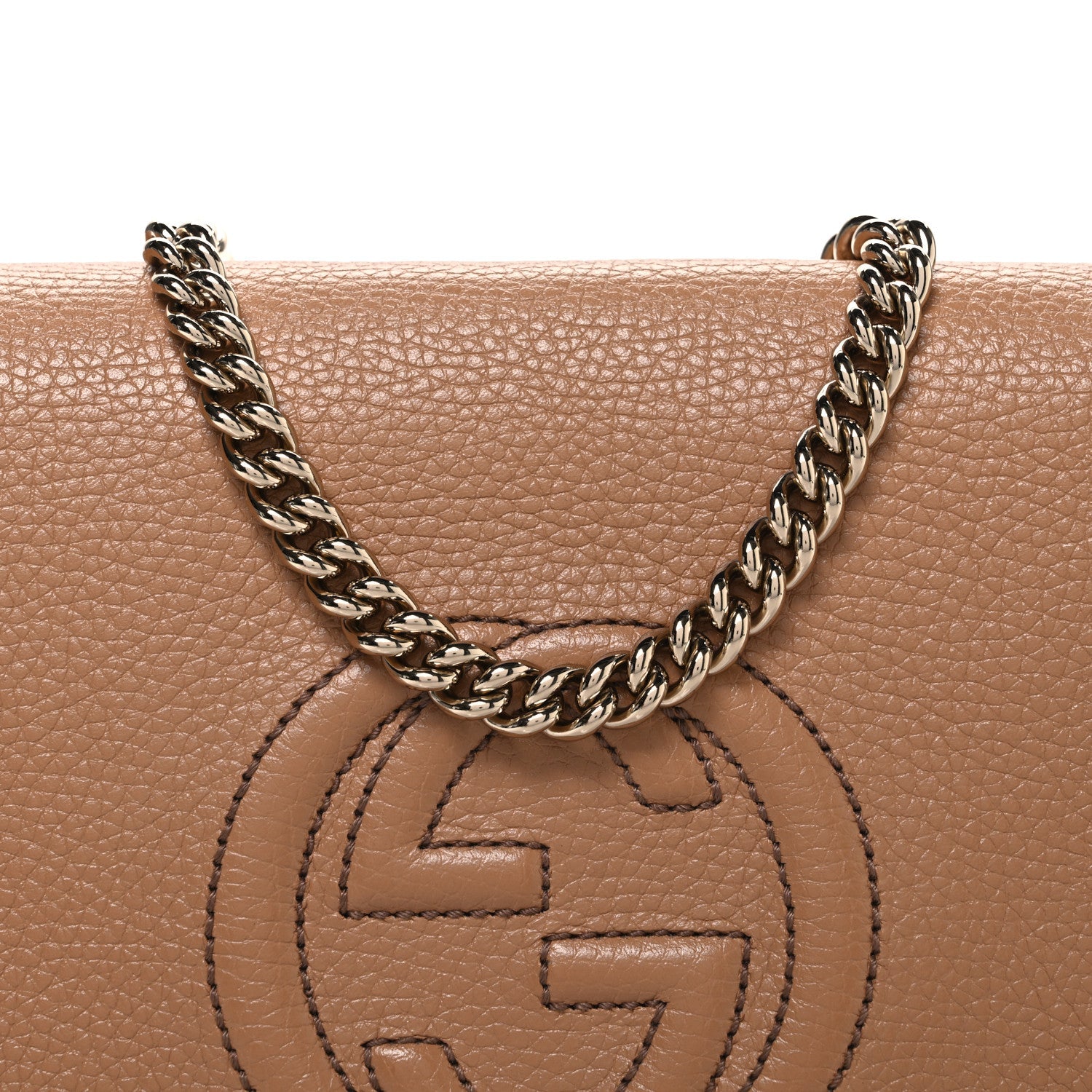 Pebbled Calfskin Medium Soho Flap Crossbody Camelia