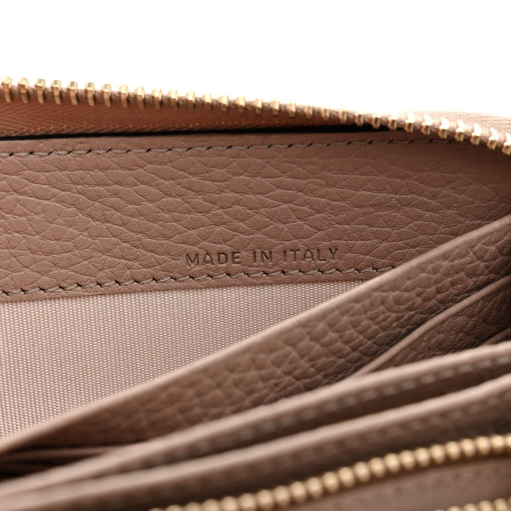 Pebbled Calfskin Rockstud Zip Around Wallet Poudre