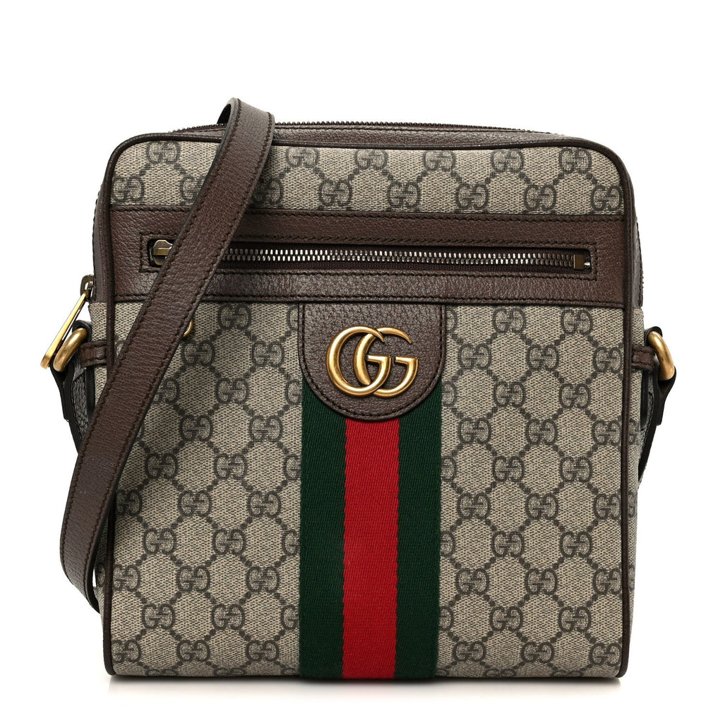 GG Supreme Monogram Web Small Ophidia Messenger Bag Brown