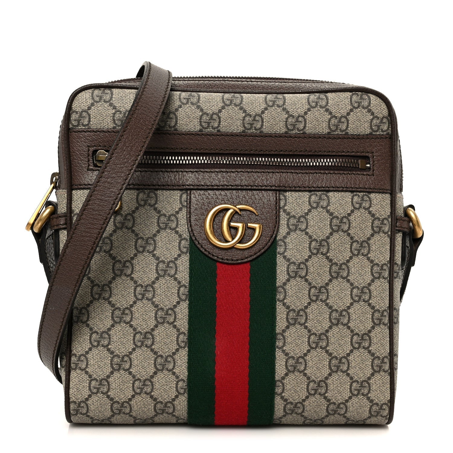 GG Supreme Monogram Web Small Ophidia Messenger Bag Brown