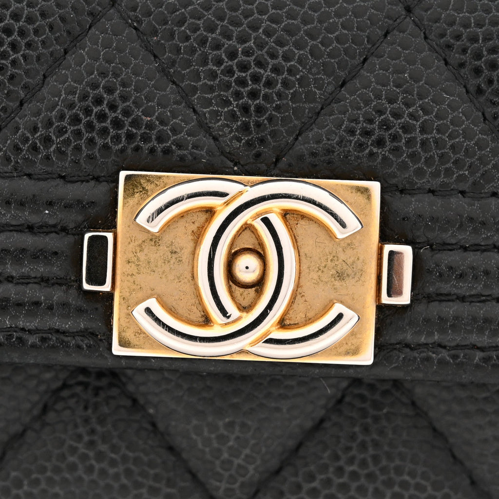 Caviar Quilted Boy Flap  Holder Black