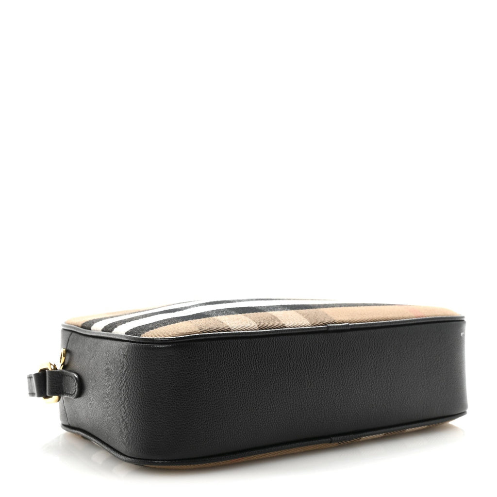 Giant Check Calfskin Large Camera Bag Black