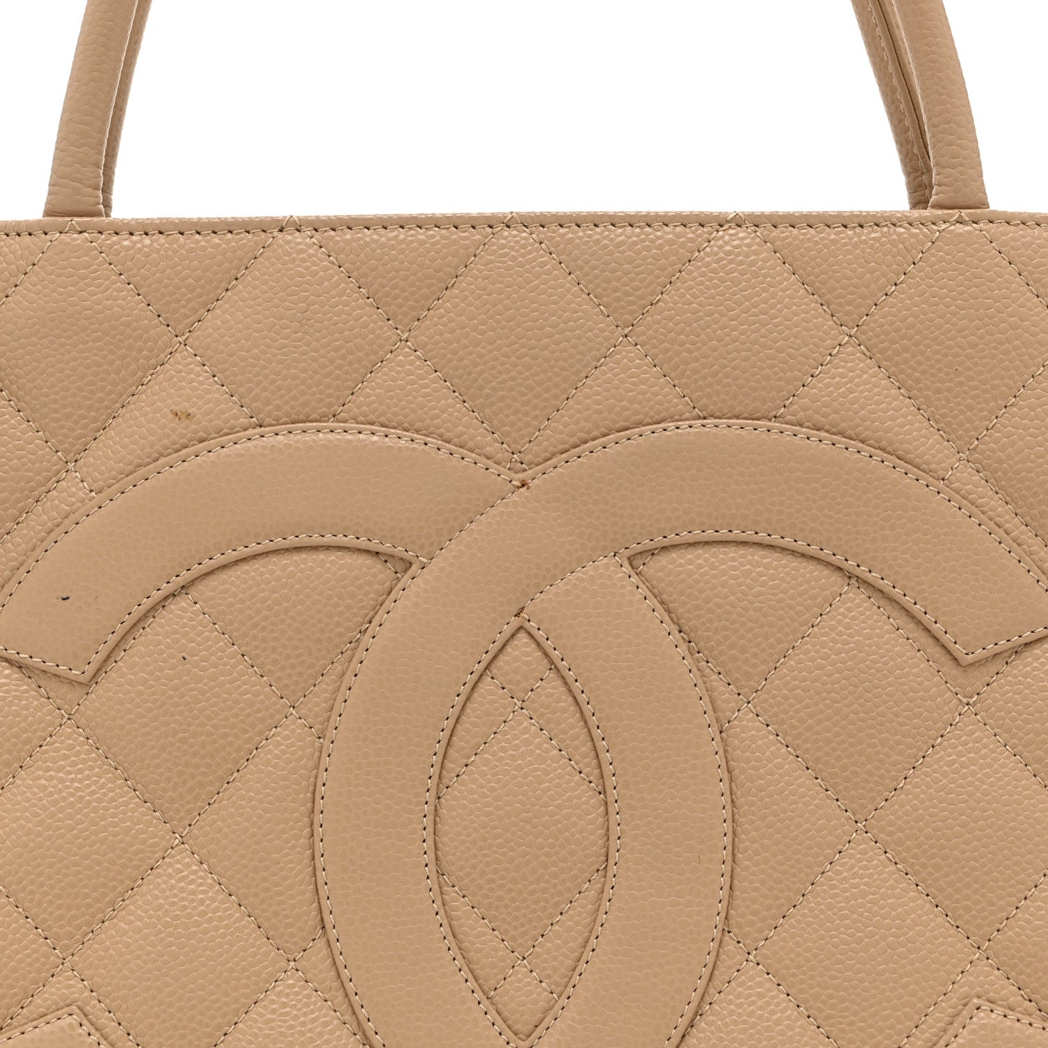 Caviar Quilted Medallion Tote Beige