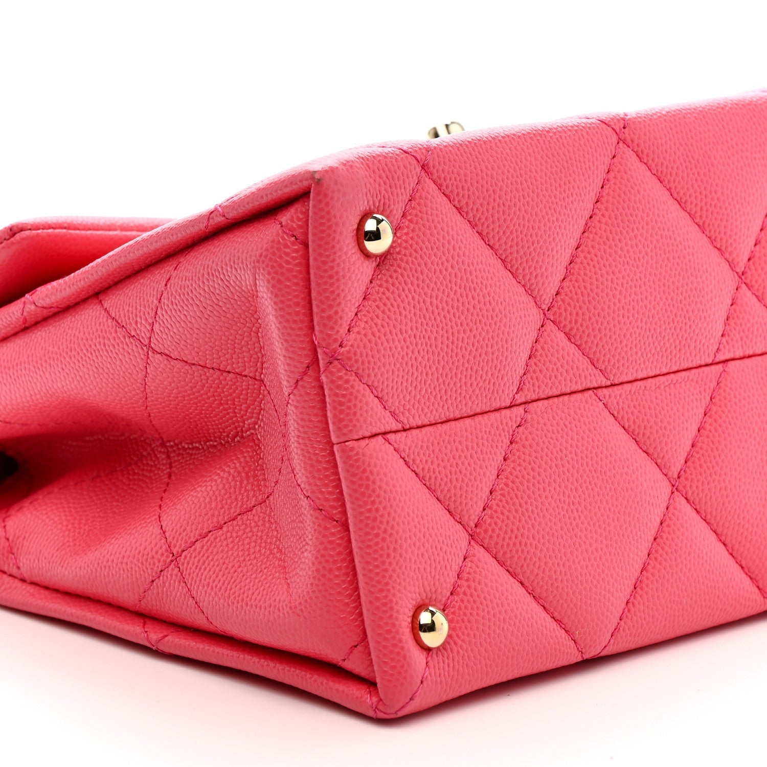 Caviar Quilted Mini Retro Twist Top Handle Flap Pink
