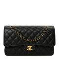 Caviar Quilted Medium Double Flap Black