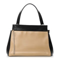 Smooth Calfskin Medium Bi-Color Edge Shoulder Bag Black Beige