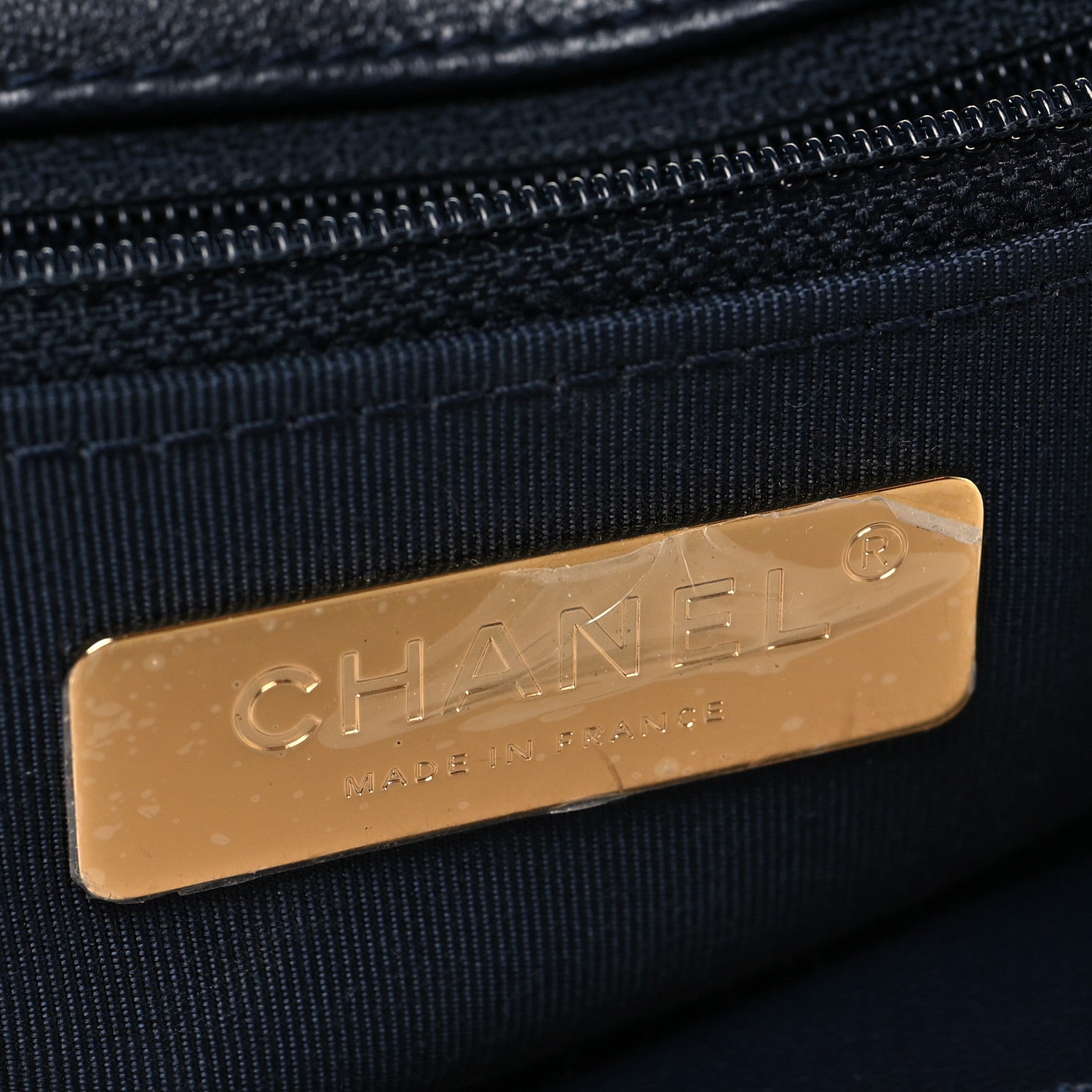 Lambskin Quilted Large Chanel 19 Flap Navy Blue