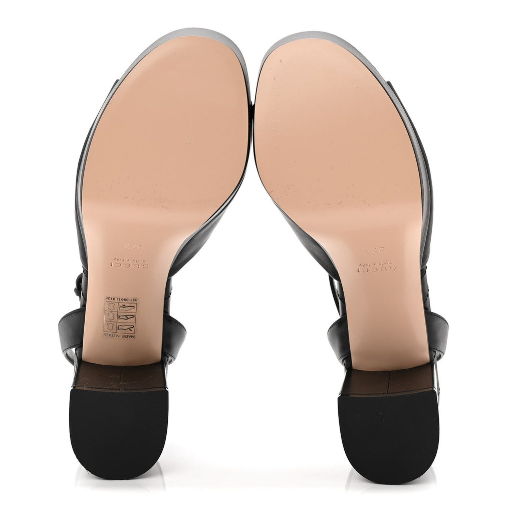 Calfskin GG Charlotte Ankle Wrap 30/85mm Platform Sandals 37.5 Black