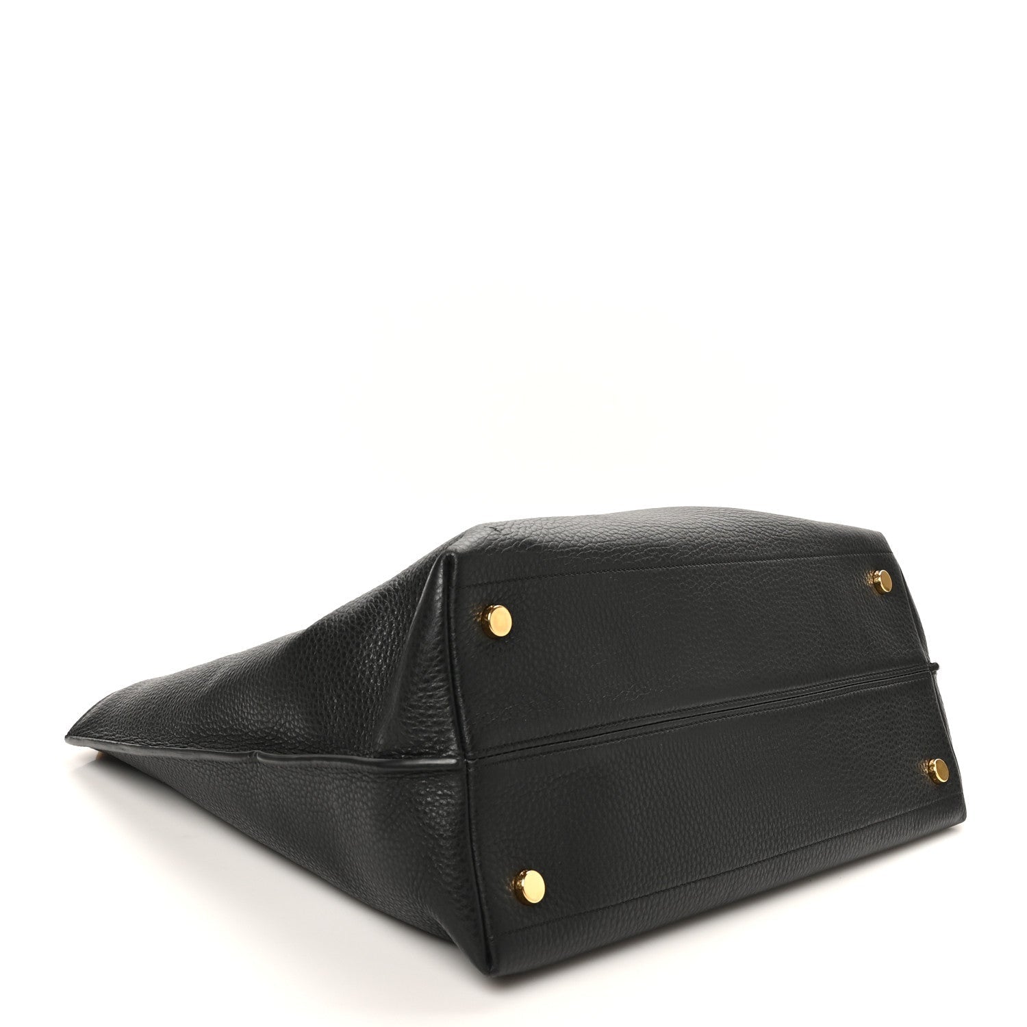 Pebbled Calfskin Alix Padlock Foldover Bag Black