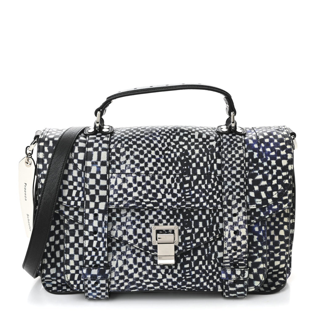 X HARMONY KORINE Calfskin PS1 Check Success Medium Satchel Blue