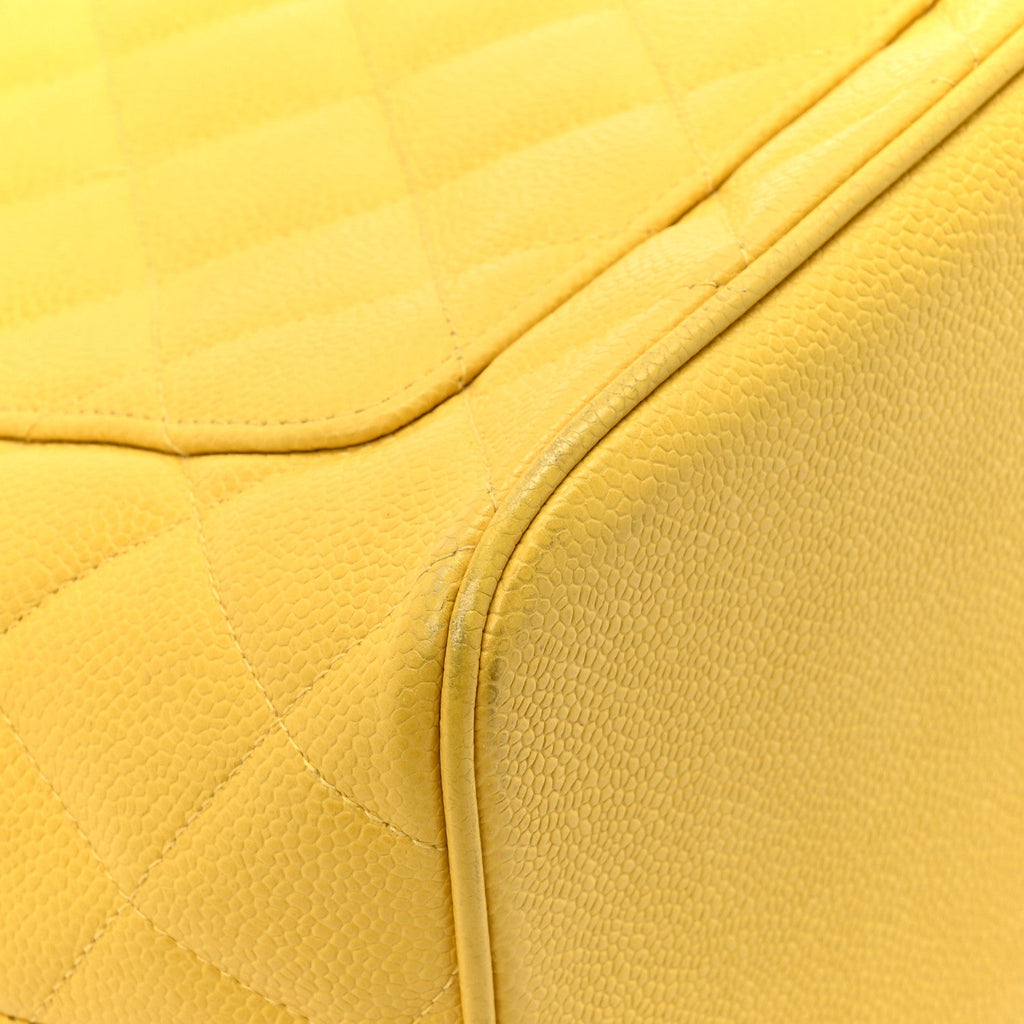 Caviar Quilted Medallion Tote Yellow