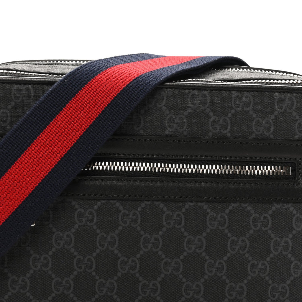 GG Supreme Monogram Web Small Shoulder Bag Black Grey