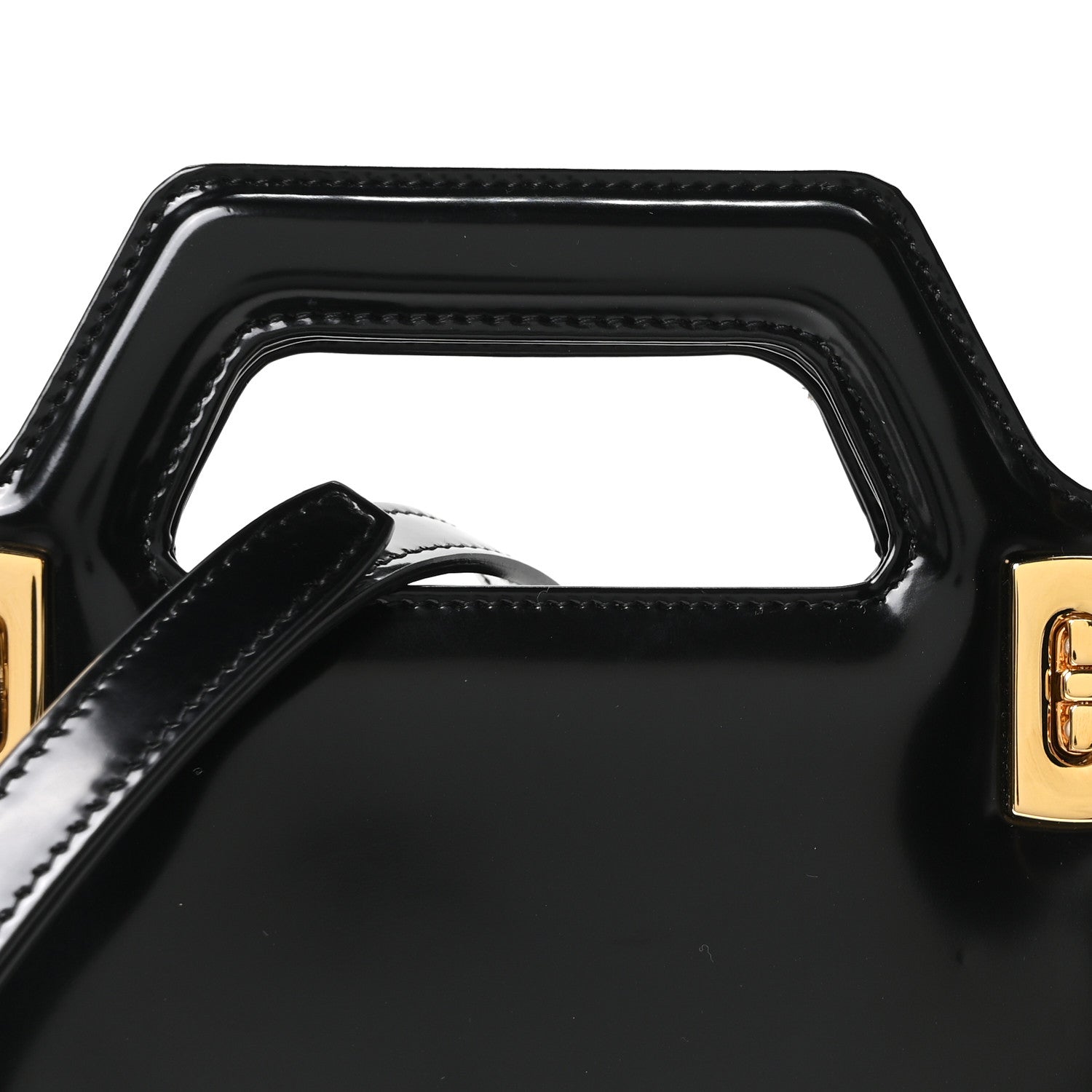 Brushed Calfskin North South Wanda Top Handle Bag Black