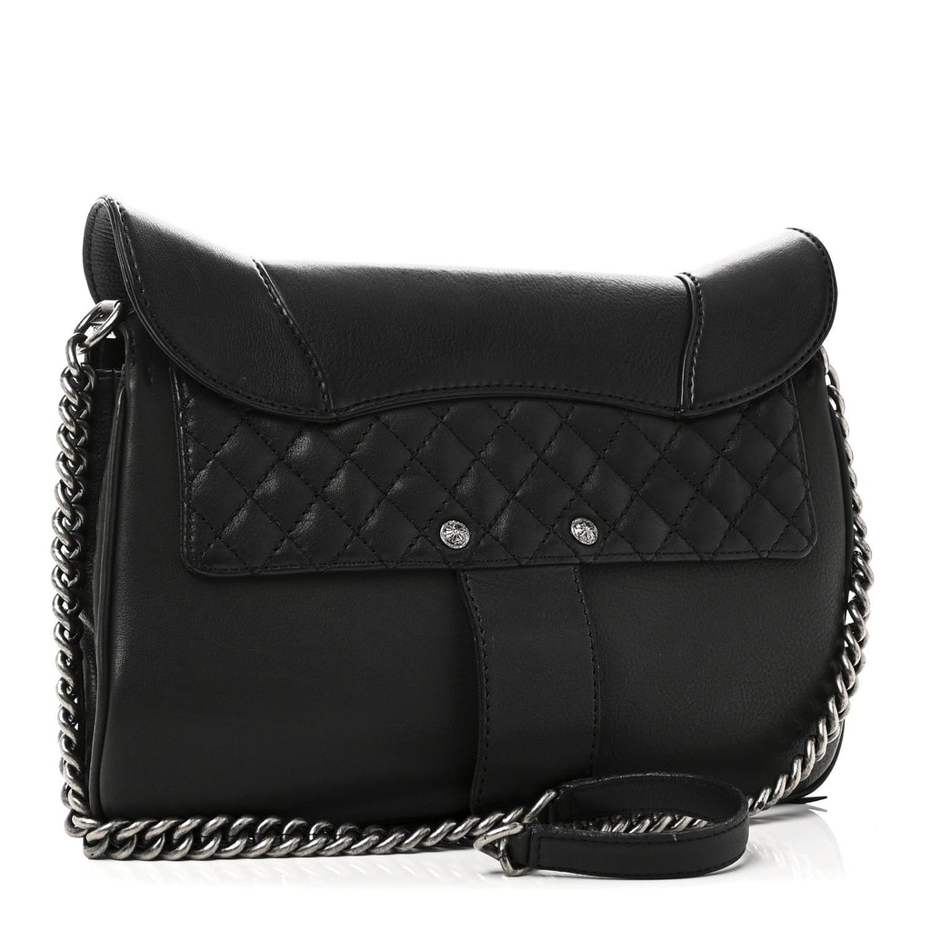Goatskin Quilted Paris Dallas Saddle Bag Black