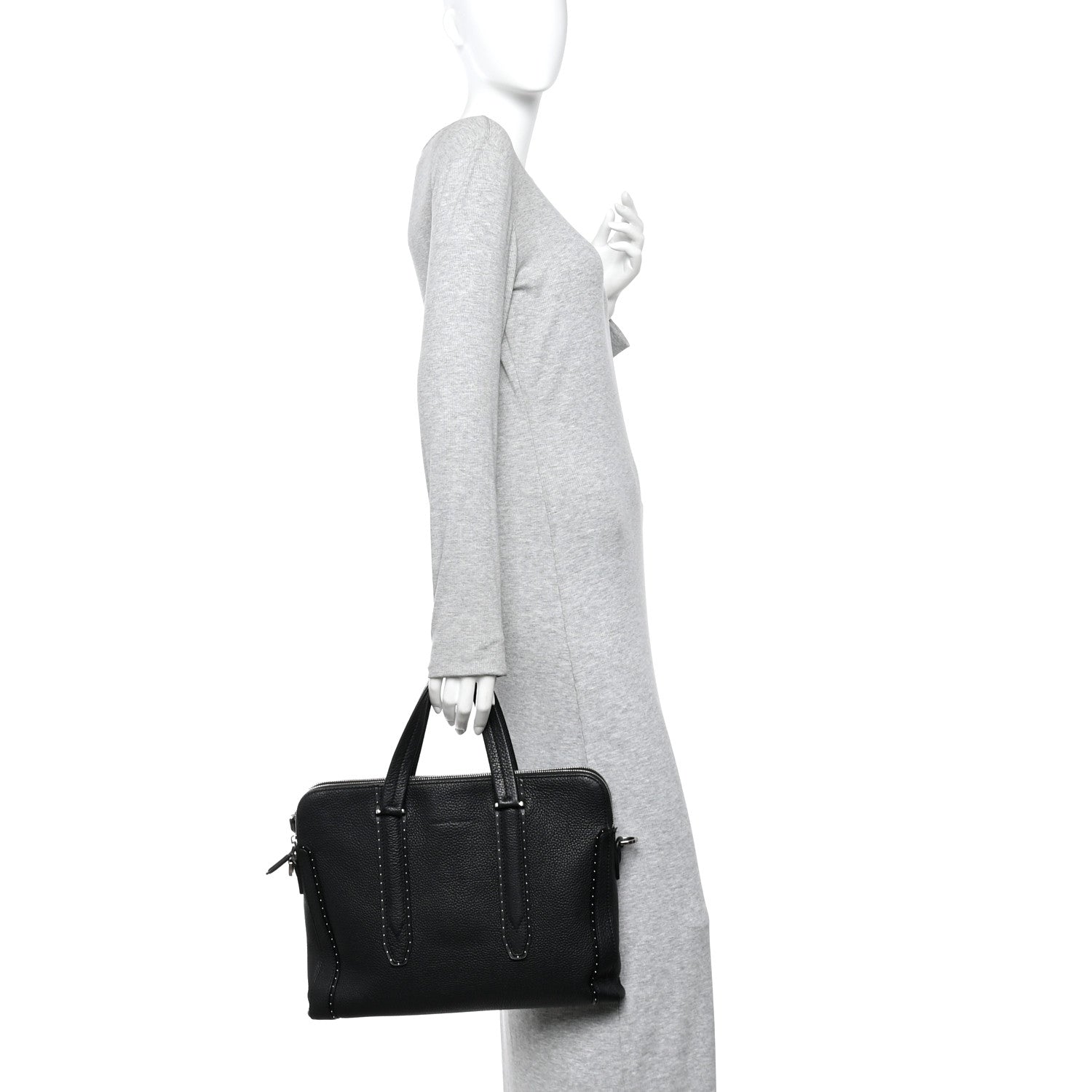 Calfskin Studded Firenze Briefcase Black