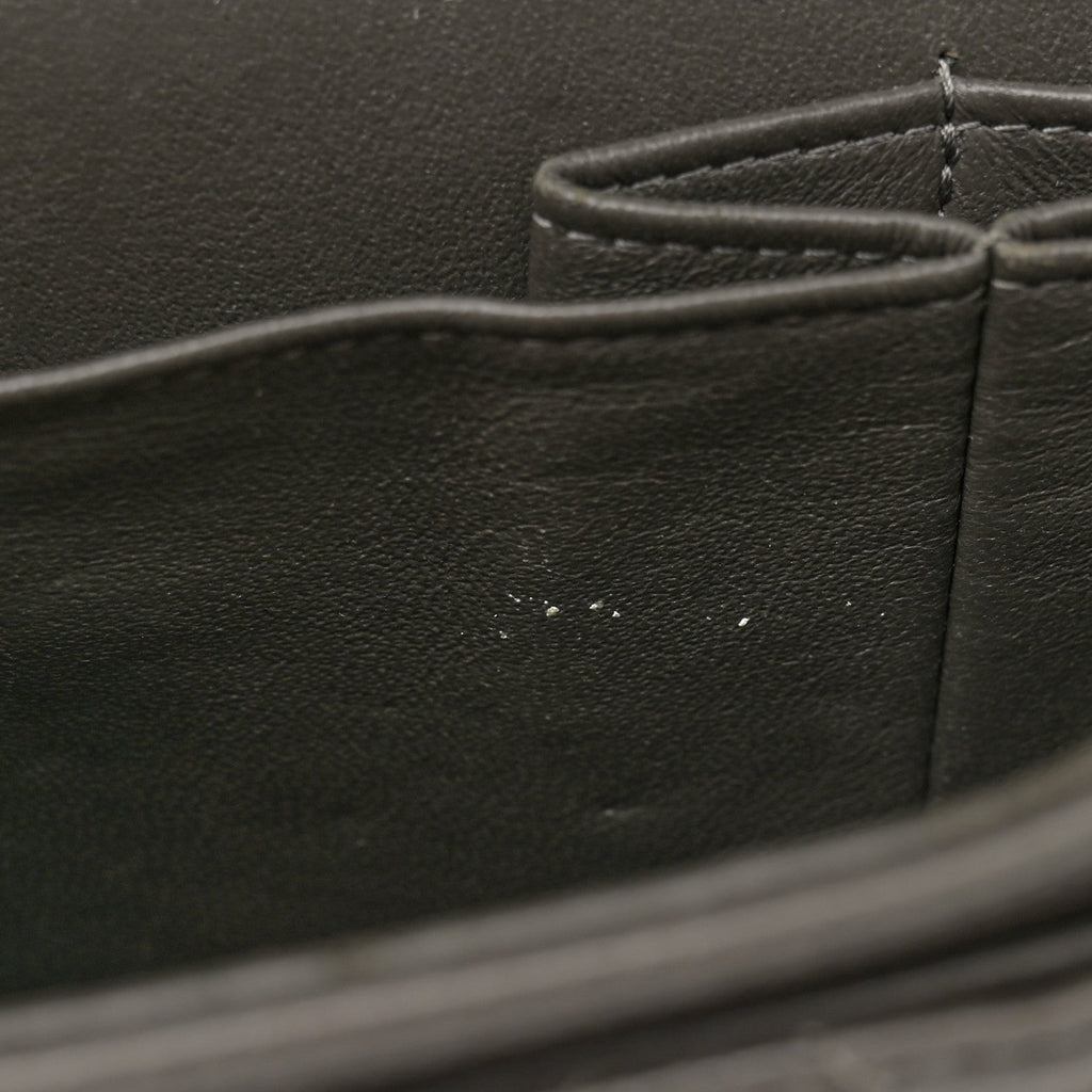 Caviar Quilted Medium Double Flap Dark Grey