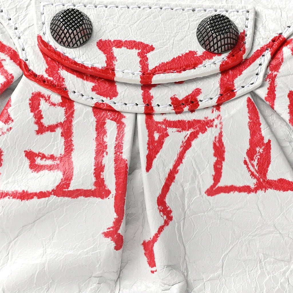 Agneau Arena Lunar New Year Graffiti Logo Le Cagole Shoulder Bag XS Optic White