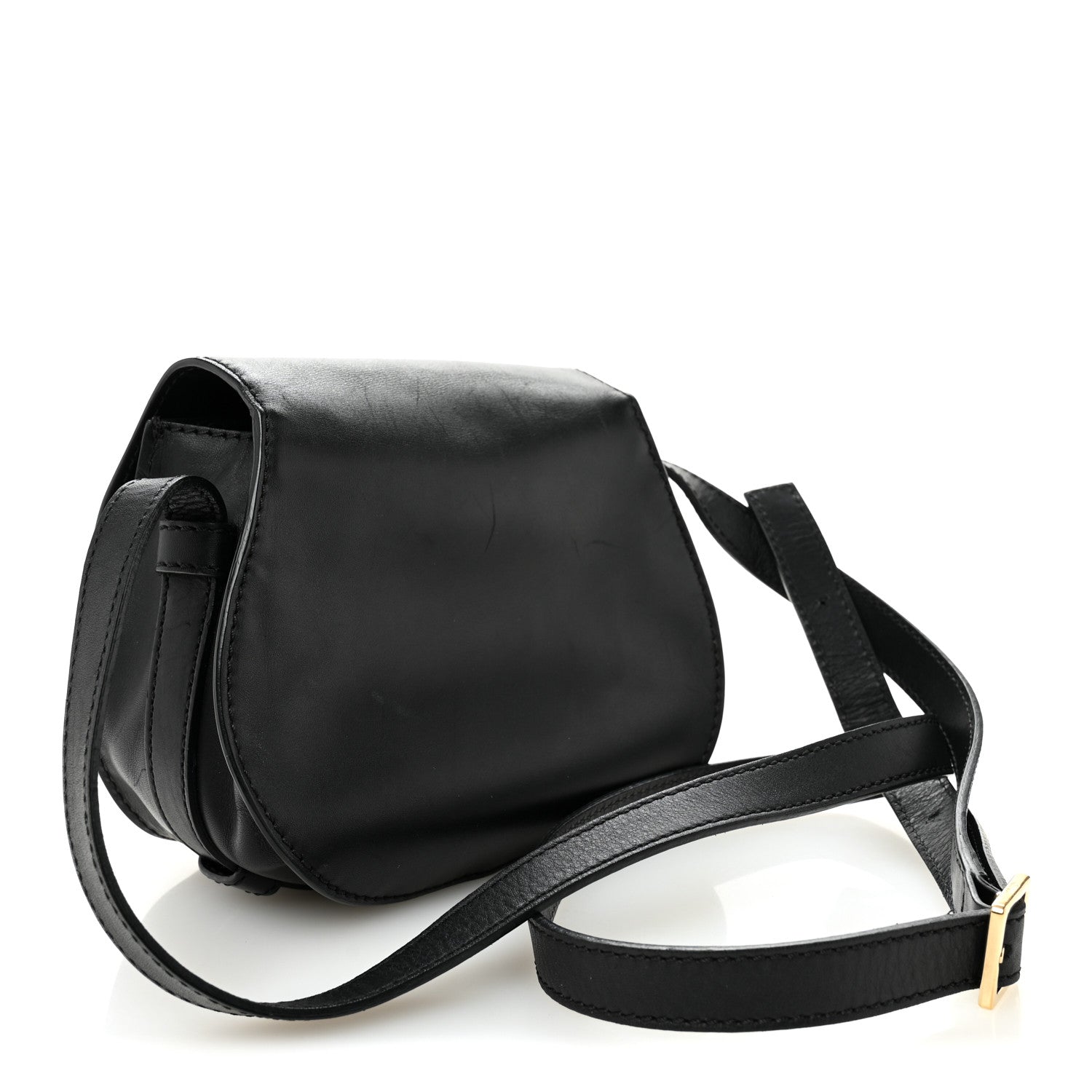 Calfskin Mini Marcie Metal Bar Trim Crossbody Bag Black