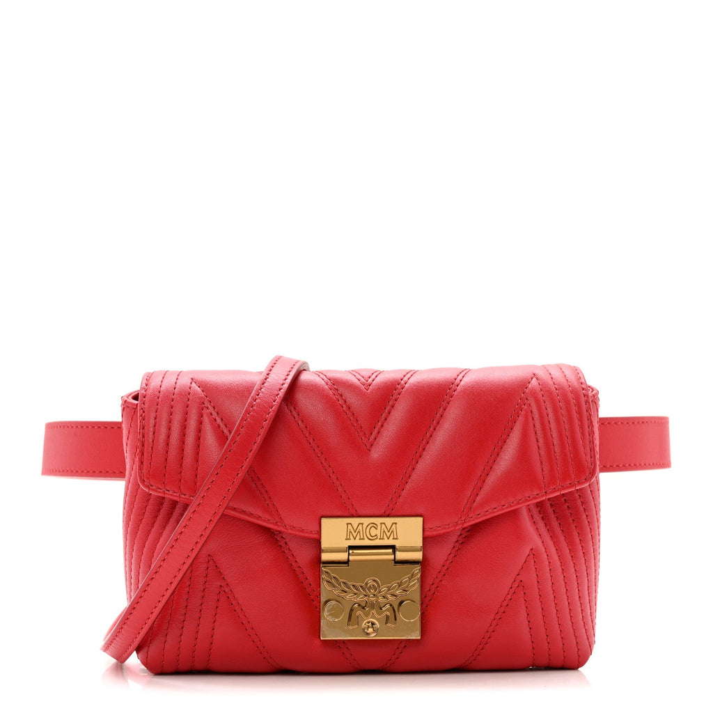 Calfskin Quilted Small Patricia Belt Bag Ruby Red