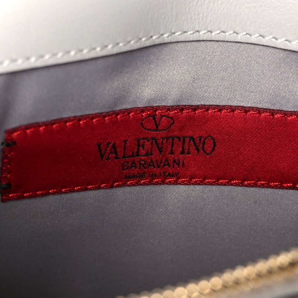 Calfskin Rockstud Wallet On Chain Pastel Grey