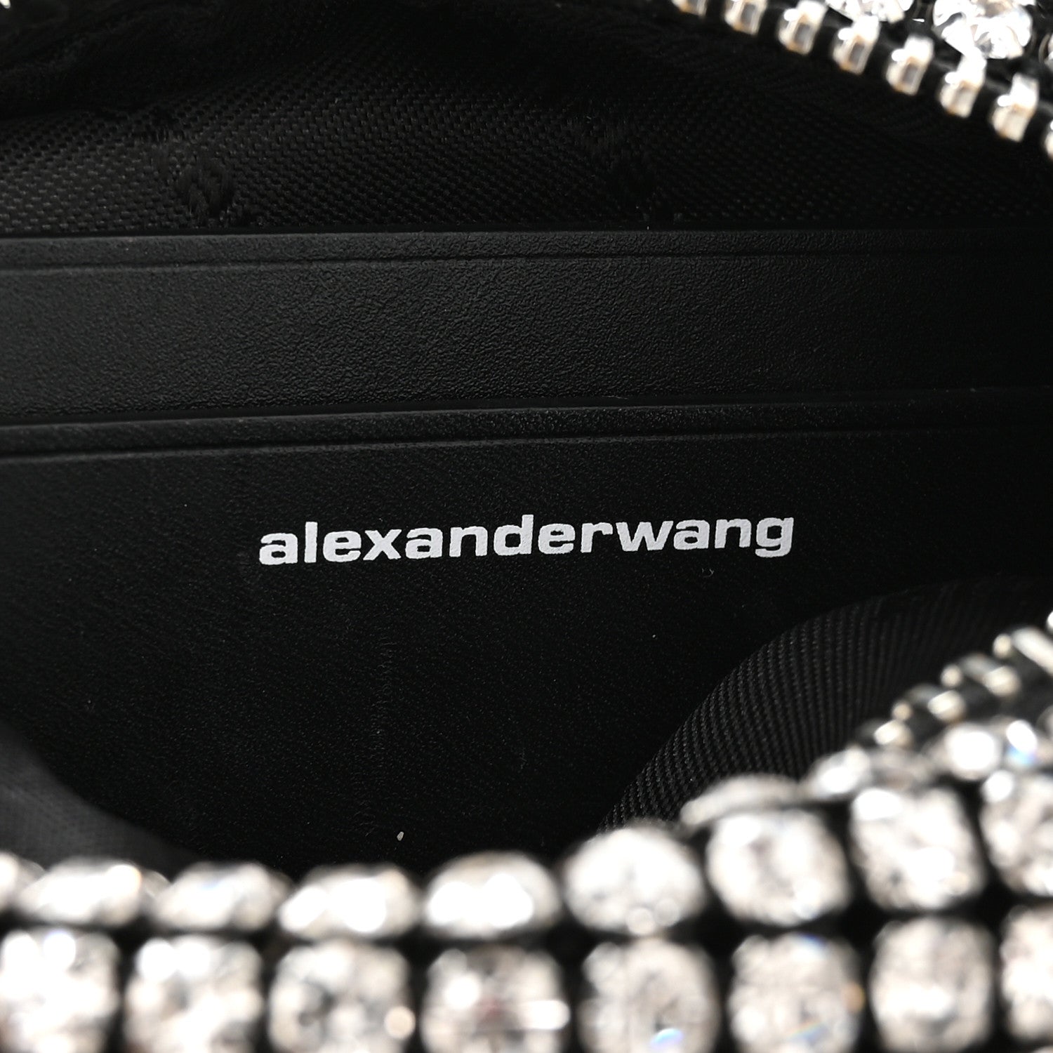 Mesh Crystal Rhinestone Mini Heiress Pouch Black Silver