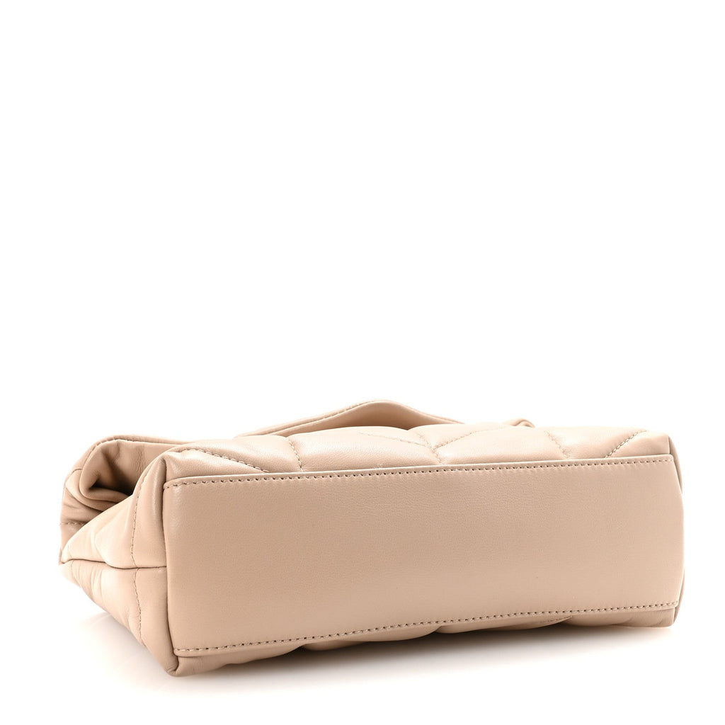 Lambskin Quilted Toy Loulou Puffer Monogram Chain Satchel Dark Beige