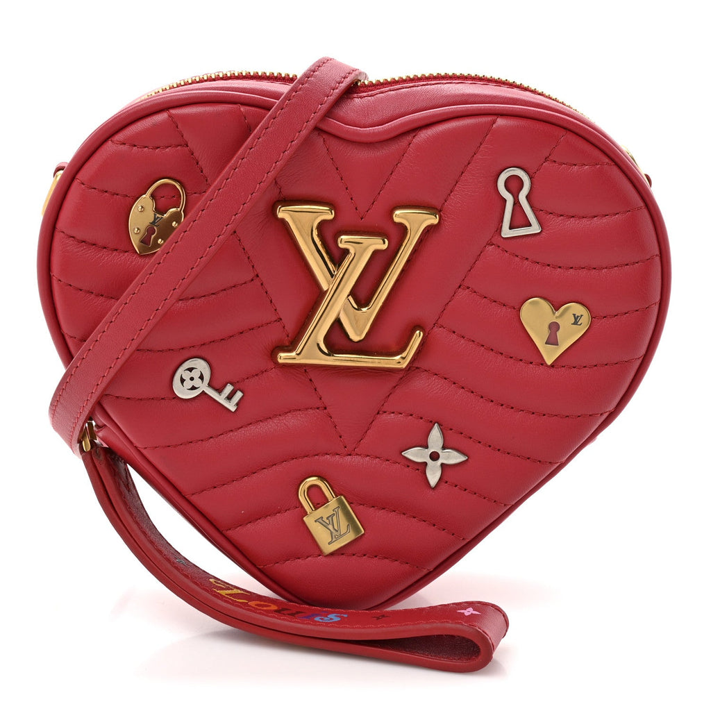 Calfskin Embellished New Wave Love Lock Heart Bag Ecarlate