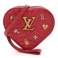 Calfskin Embellished New Wave Love Lock Heart Bag Ecarlate