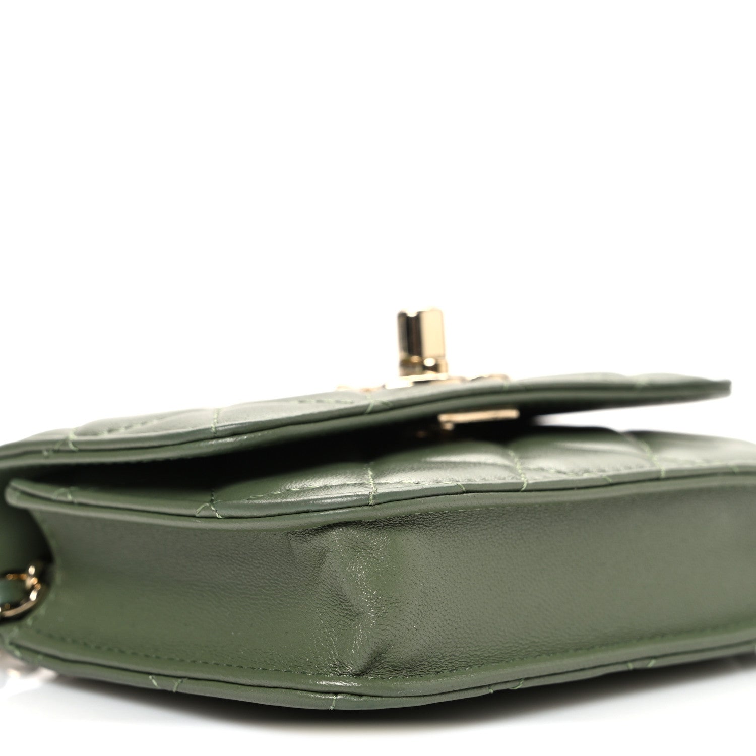Lambskin Quilted Trendy CC  Holder On Chain Green