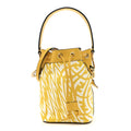 X SARAH COLEMAN Glazed Canvas Vitello King F is Fendi FF Vertigo Mini Mon Tresor Bucket Bag Mimosa White