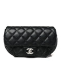 Calfskin Quilted CC Uniform Flap Belt Bag Black
