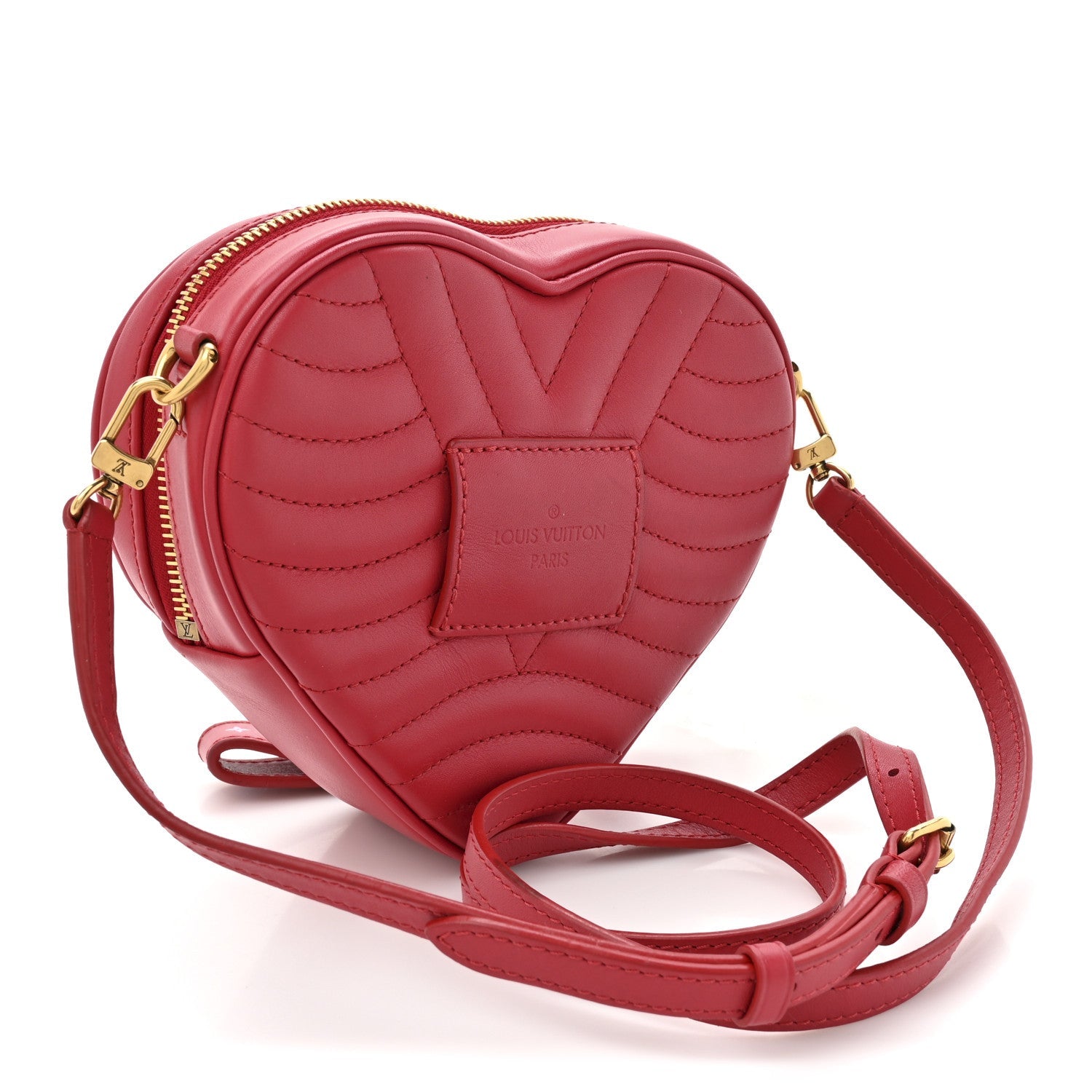 Calfskin Embellished New Wave Love Lock Heart Bag Ecarlate